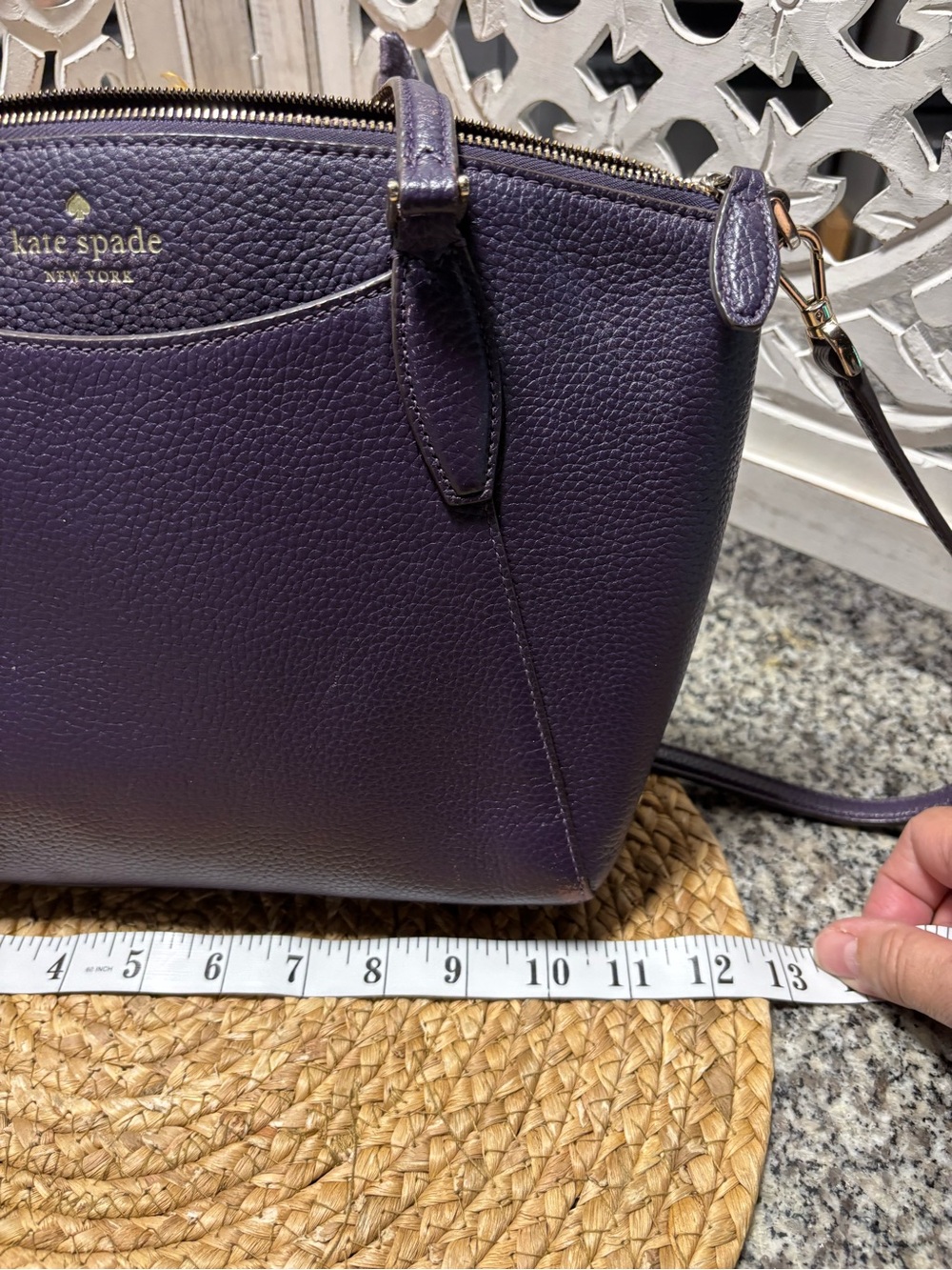 kate spade Purple Pebbled Leather Satchel with Removable Strap - Picture 8 of 11